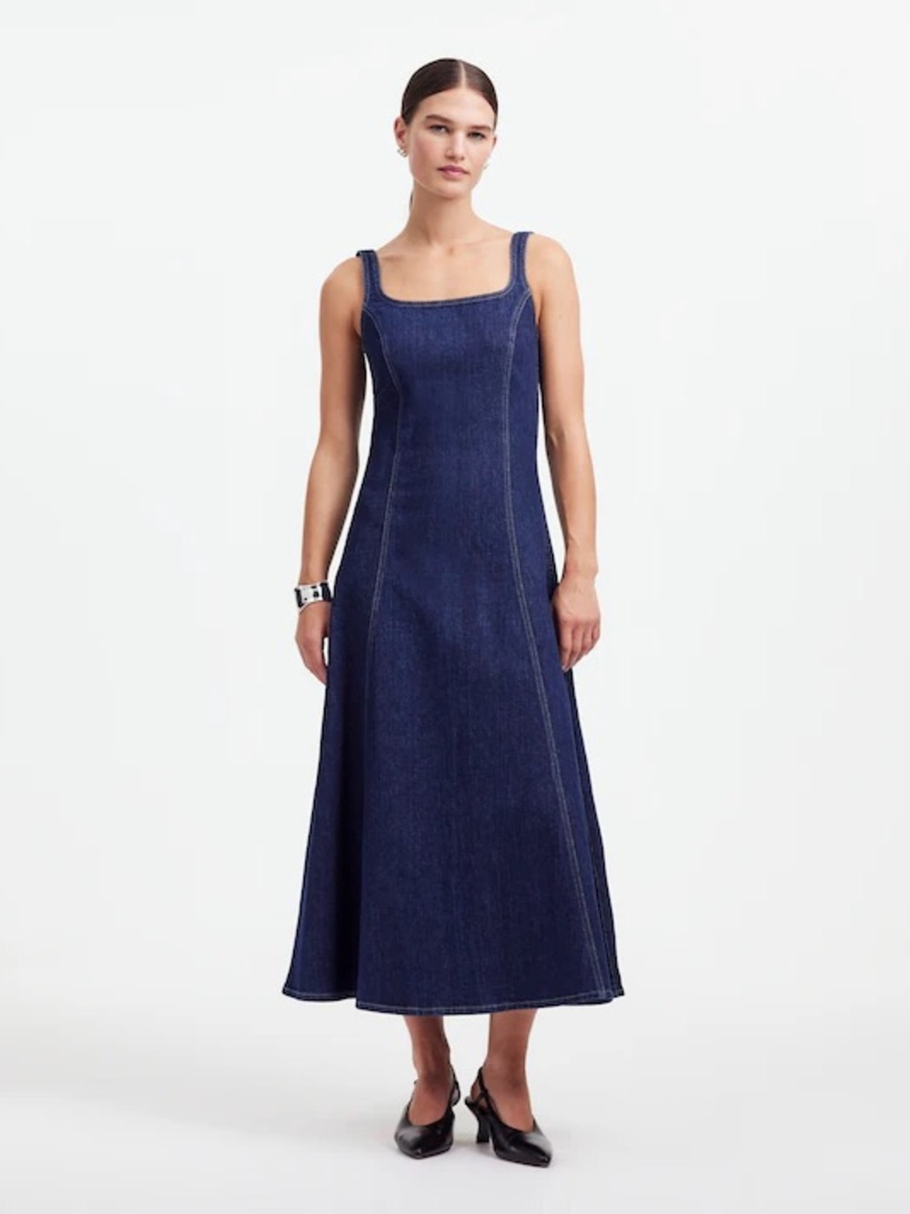 Madewell Dark Blue Denim Midi Dress